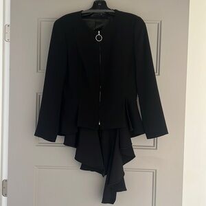 ZARA Woman waist length, asymmetric, peplum, zip-front blazer Sz Small